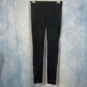 😍Best Price😍 Athleta Delancey Moto Tights Black Leggings Mesh Detailing Ribbed